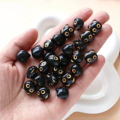 30 perles mignonnes en forme de tête de chat – Adorables perles d'animaux pour la fabrication de bijoux, boucles d'oreilles, colliers, bracelets, porte-clés et créations artisanales