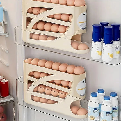 3-Tier Rolling Egg Storage Container – 24-Egg Refrigerator Organizer Rack, Large-Capacity Egg Holder & Kitchen Fridge Storage Box