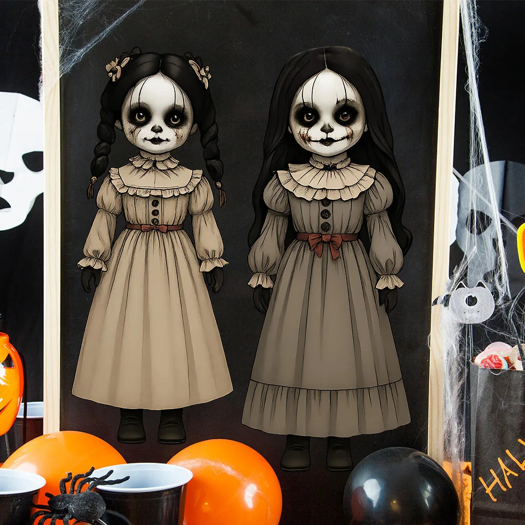 Terrifying Ghost Doll Halloween Wall Stickers, Removable PVC Horror Decals for Bedroom, Home Decor, Haunted House, Prank Props, and Halloween Party Decorations