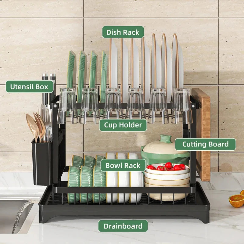 Stainless Steel Dish Drying Rack – Hygienic Residue-Free Kitchen Organizer with Premium Carbon Steel Construction, Space-Saving & Quick-Dry Design