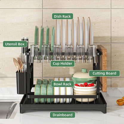 Stainless Steel Dish Drying Rack – Hygienic Residue-Free Kitchen Organizer with Premium Carbon Steel Construction, Space-Saving & Quick-Dry Design