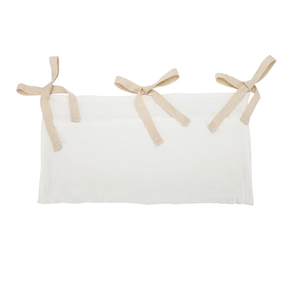 Organizador Colgante para Cuna de Bebé – Cesta de Almacenamiento para Mesita de Noche con 2 Bolsillos para Pañales, Juguetes, Ropa y Artículos Esenciales para Bebés