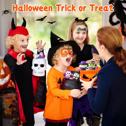 12-96PCS Halloween Squishy Toys Bulk Stress Relief Toys Non Candy Trick or Treat Party Favors Halloween Gifts for Kids