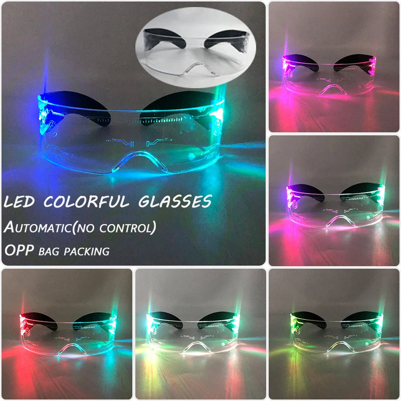 Gafas LED ciberpunk luminosas – Gafas futuristas con luz para cosplay, raves y fiestas de Halloween