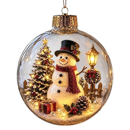 2026 Luminous Christmas Story Crystal Ball – Santa Claus, Snowman & Elk DIY Decoration with Gold Powder for Xmas Home & Party Decor