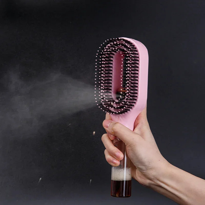 2-in-1 Detangling Spray Hair Brush with Water Mist Bottle – Anti-Static Scalp Massage Comb for All Hair Types