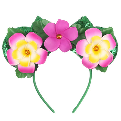 Diadema de orejas de Mickey Mouse de Lilo & Stitch – Lazo de lentejuelas de 5" Accesorio para el cabello de dibujos animados para mujeres y niñas | Diadema para fiestas y festivales