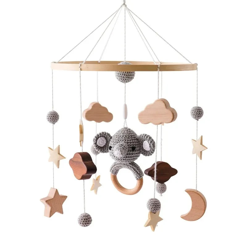Móvil Musical para Cuna de Bebé Recién Nacido – Caja de Música con Sonajero Colgante Giratorio de Estilo Madera, Juguete Musical Relajante para Bebés de 0 a 12 Meses, Decoración para Cuna de Guardería y Regalo para Baby Shower