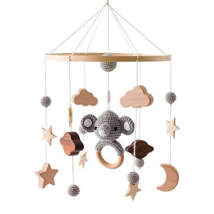 Móvil Musical para Cuna de Bebé Recién Nacido – Caja de Música con Sonajero Colgante Giratorio de Estilo Madera, Juguete Musical Relajante para Bebés de 0 a 12 Meses, Decoración para Cuna de Guardería y Regalo para Baby Shower