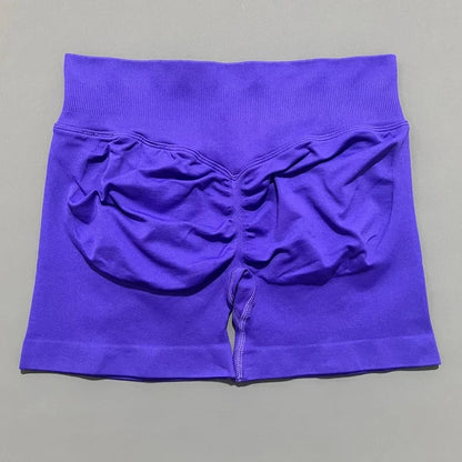 HISTELLO Pantalones cortos de yoga sin costuras de 4.5" para mujer – Pantalones cortos deportivos de talle bajo con efecto fruncido para gimnasio, fitness, correr y ropa deportiva