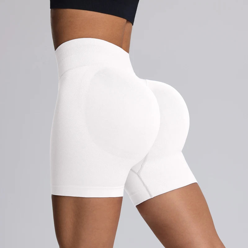 Shorts de yoga femme taille haute gainant sans couture pour l'entraînement, la salle de sport, la course et le fitness, à fort impact