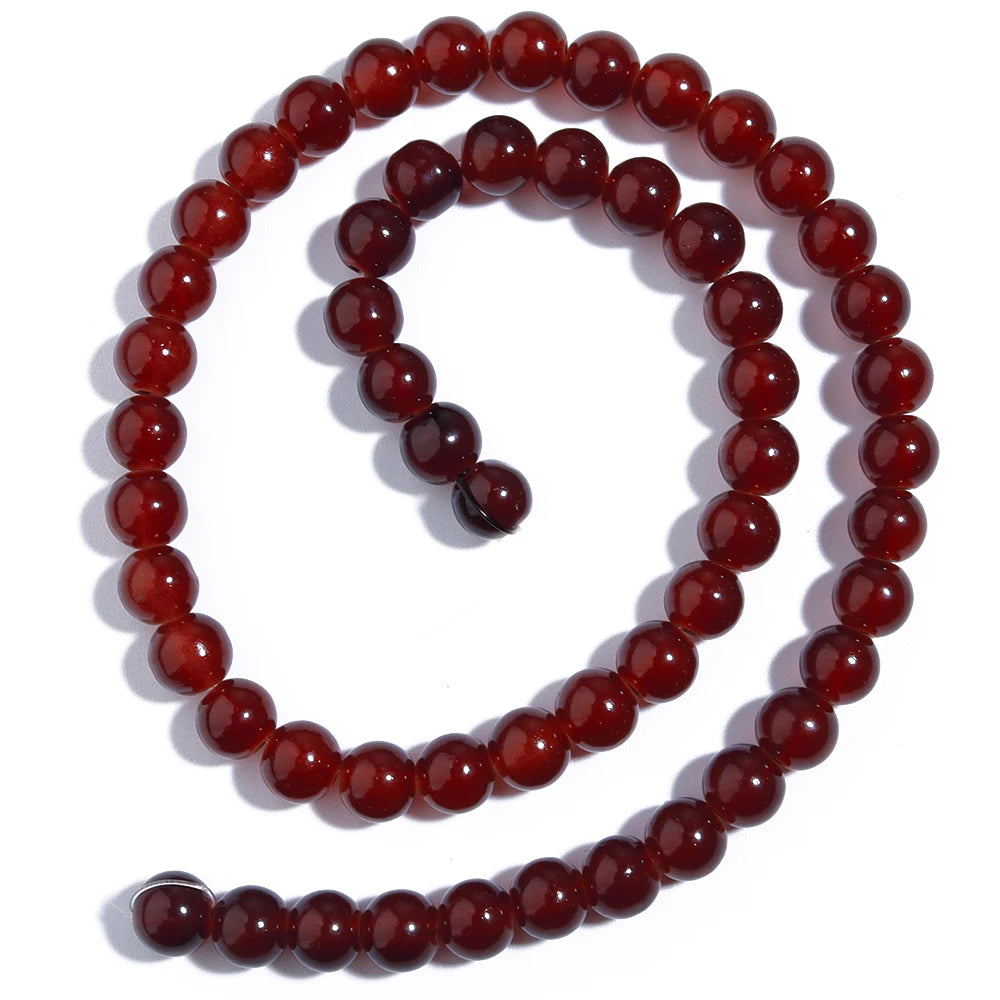 1 brin de perles de verre unies 6/8mm – Perles rondes intercalaires lâches pour la fabrication de bijoux DIY, bracelets faits main, colliers et accessoires d'artisanat