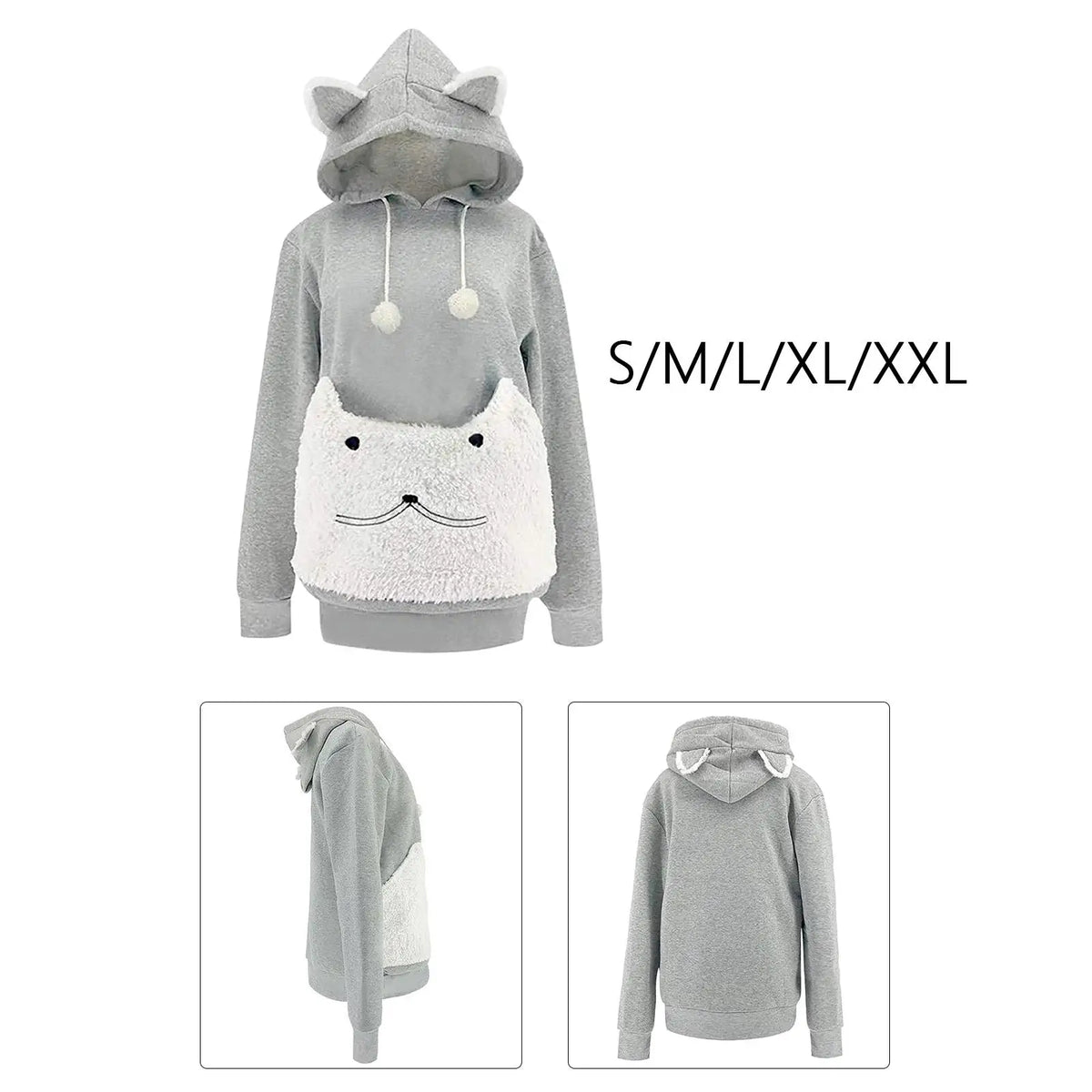 Pet Hoodie Sweatshirt with Large Front Pouch – Cozy Polar Fleece Pullover for Carrying Small Dogs & Cats, Loose Fit Puppy & Kitten Clothing