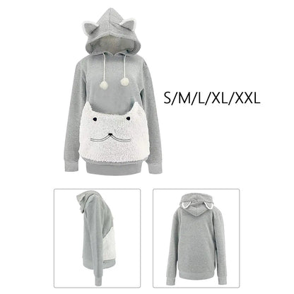 Pet Hoodie Sweatshirt with Large Front Pouch – Cozy Polar Fleece Pullover for Carrying Small Dogs & Cats, Loose Fit Puppy & Kitten Clothing