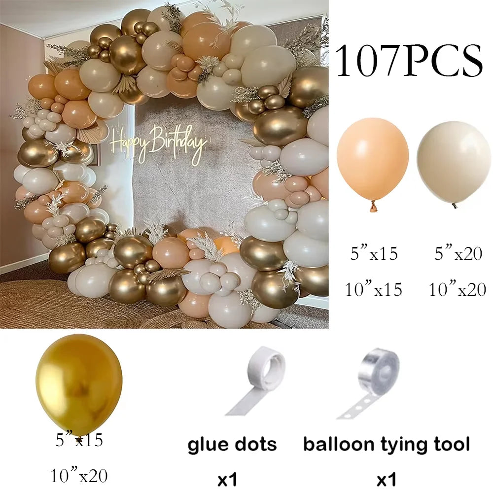 Sage Green Balloon Arch Garland Kit – Green, White, Sand & Gold Confetti Latex Balloons for Birthday, Wedding & Graduation Decorations