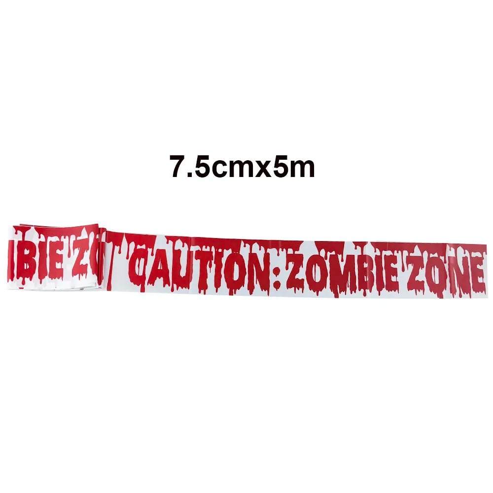 Halloween Warning Tape – Scary Caution & Hazard Tape Roll for Indoor & Outdoor Party Decorations, Spooky DIY Props & Haunted House Decor
