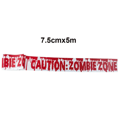 Halloween Warning Tape – Scary Caution & Hazard Tape Roll for Indoor & Outdoor Party Decorations, Spooky DIY Props & Haunted House Decor