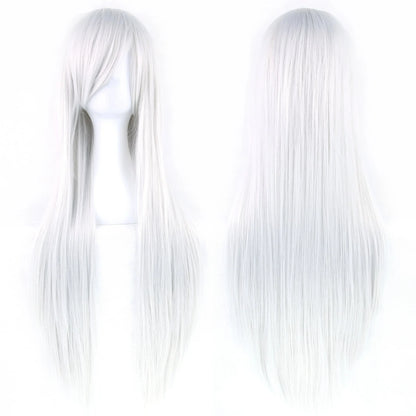 80cm Long Straight Multicolor Heat-Resistant Synthetic Cosplay Wig – Anime Halloween Party Costume Hairpiece