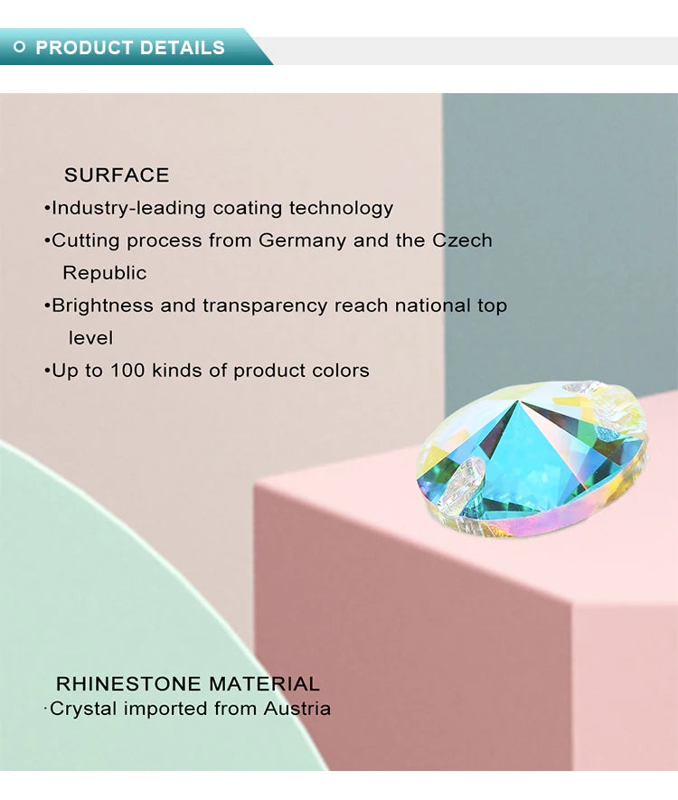 Strass à coudre YHB Crystal Rivoli – Pierres à coudre plates en verre pour vêtements, sacs et artisanat de bricolage