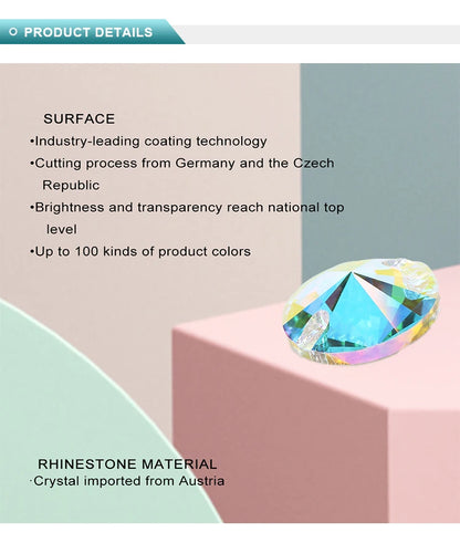 Strass à coudre YHB Crystal Rivoli – Pierres à coudre plates en verre pour vêtements, sacs et artisanat de bricolage