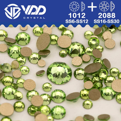 VDD Piedras Preciosas de Cristal Doradas de Fondo Plano – 2088 Cristales de Strass para Arte de Uñas, Manualidades y Decoraciones DIY
