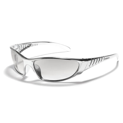 Y2K Silver Hollow-Out Sunglasses – Futuristic Metallic Fashion Eyewear for Women & Men, Trendy Tech-Inspired Shades