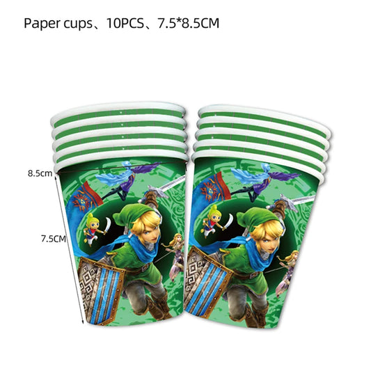 Juego de vajilla desechable de The Legend of Zelda para fiesta de cumpleaños – Vasos, platos y servilletas para suministros de fiesta de cumpleaños infantiles y juguetes de baby shower