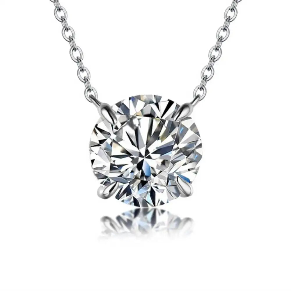 Collar con colgante de moissanita de plata de ley 925 – Joyería fina nupcial y para mujer de 0,5 a 5 quilates