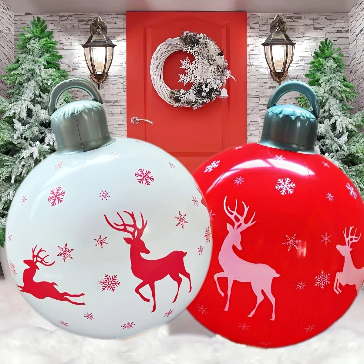 1PC 40CM Inflatable Christmas Decoration Ball – PVC Outdoor Holiday Ornament for Yard, Lawn, Porch & Christmas Home Decor