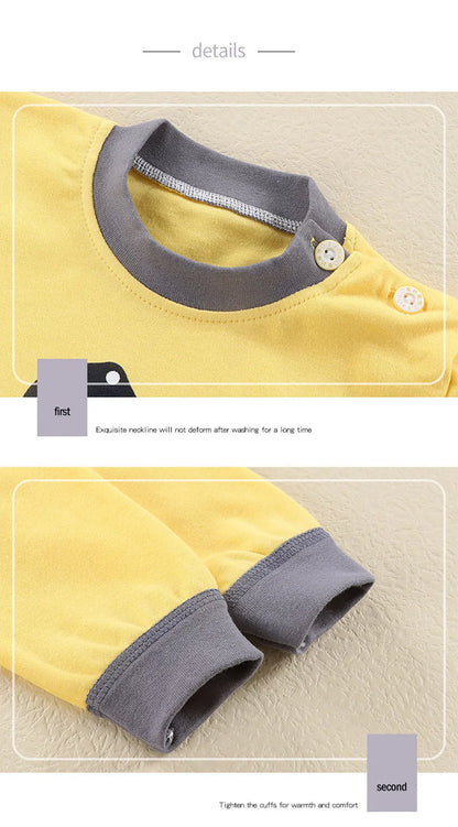 Conjunto de pijama de algodón para niños – Ropa de dormir de dibujos animados de otoño invierno para niños y niñas, conjunto de ropa de descanso suave para niños, ropa de noche acogedora y conjunto para el hogar para un sueño cómodo