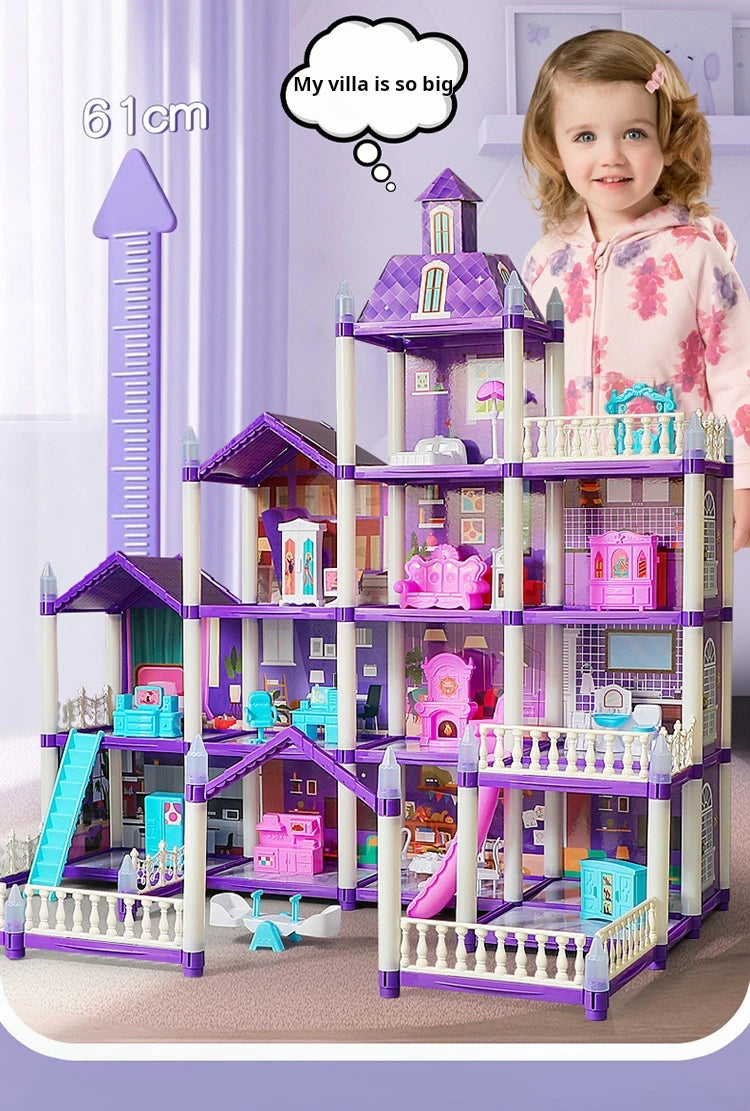3D DIY Fantasy Princess Castle Villa Assembly Doll House Set – Creative Building Toys for Girls, Home Play & Kids 3D Educational Toy Kit