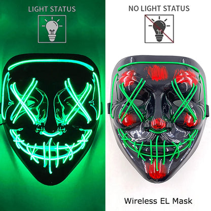 Masque LED sans fil Purge – Masque néon lumineux pour Halloween, fêtes et festivals