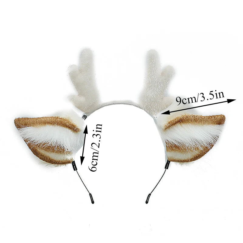 Cute Plush Deer Antler Headband for Women – Christmas Cosplay Lolita Hair Hoop Party Accessory