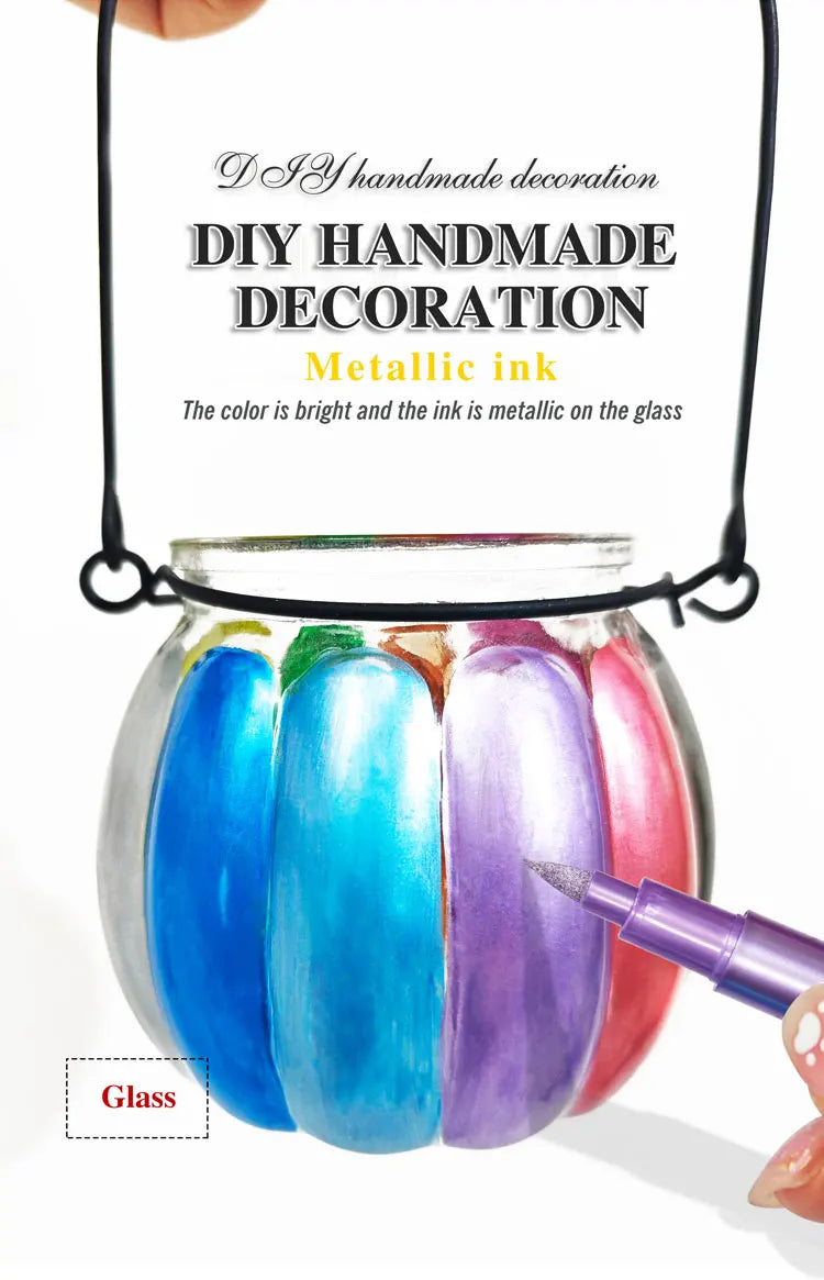 12 Colors Metallic Marker Pens – Shimmer Paint Markers for Black Paper, Glass, Rock Painting, DIY Crafts, Scrapbooking & Student Art Supplies