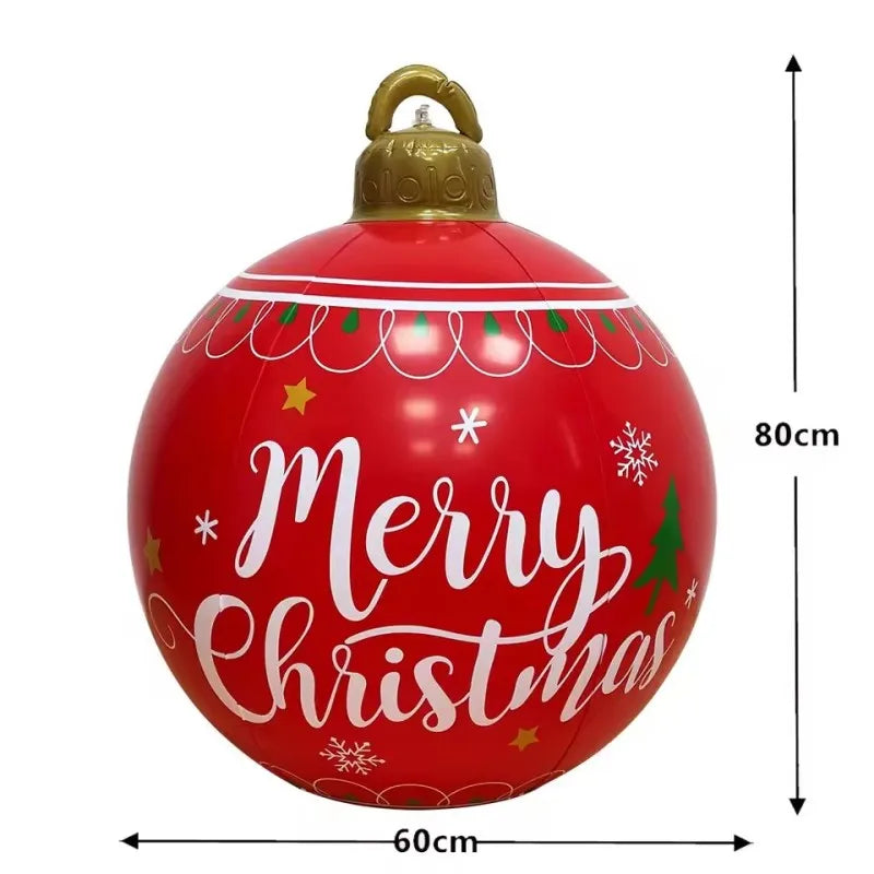 32-Inch Giant PVC Inflatable Christmas Ball Ornament – Large Outdoor Xmas Blow-Up Decoration for Christmas Parties, Yard & Holiday Decor