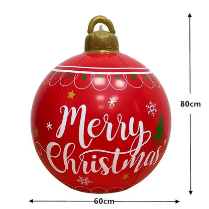 32-Inch Giant PVC Inflatable Christmas Ball Ornament – Large Outdoor Xmas Blow-Up Decoration for Christmas Parties, Yard & Holiday Decor