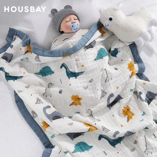 Manta de bebé de gasa 100% algodón de 6 capas – Suave, transpirable, arrullo para recién nacidos, envoltura para bebés y toalla de baño absorbente para bebés