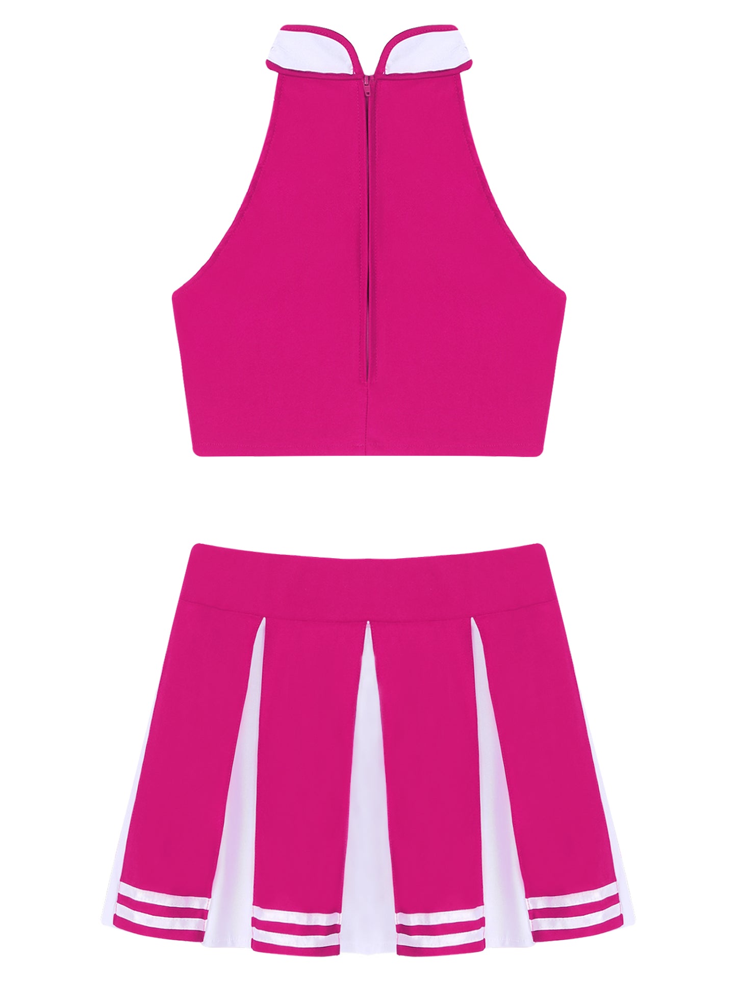 Women’s Cheerleader Cosplay Costume – Uniform Set (Crop Top + Mini Pleated Skirt, Carnival Outfit)