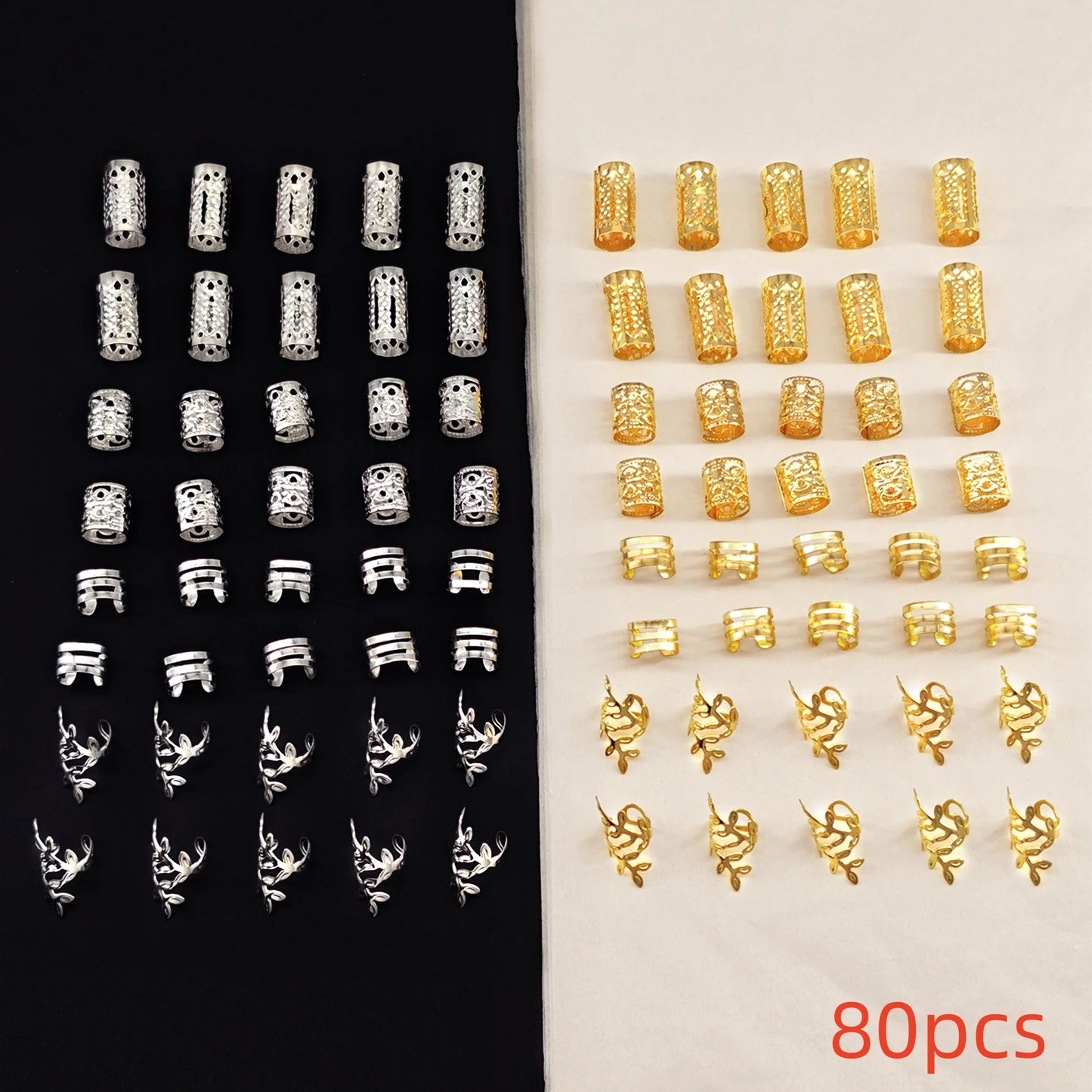 40/80PCS Anillos Huecos para el Pelo – Accesorios DIY de Joyería para Rastas para Mujeres y Niñas | Decoración para Trenzas y Peinados