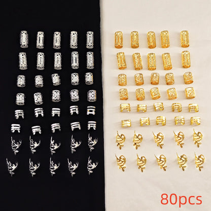 40/80PCS Anillos Huecos para el Pelo – Accesorios DIY de Joyería para Rastas para Mujeres y Niñas | Decoración para Trenzas y Peinados
