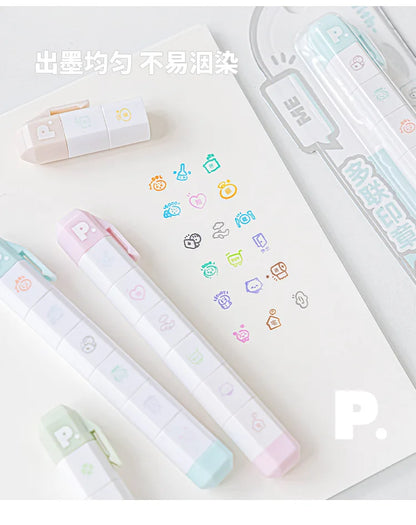 Jeu de tampons journal de listes de tâches mignonnes – Tampons encreurs détachables en forme de stylo pour agenda, carnet, scrapbooking, carnets de voyage et artisanat décoratif