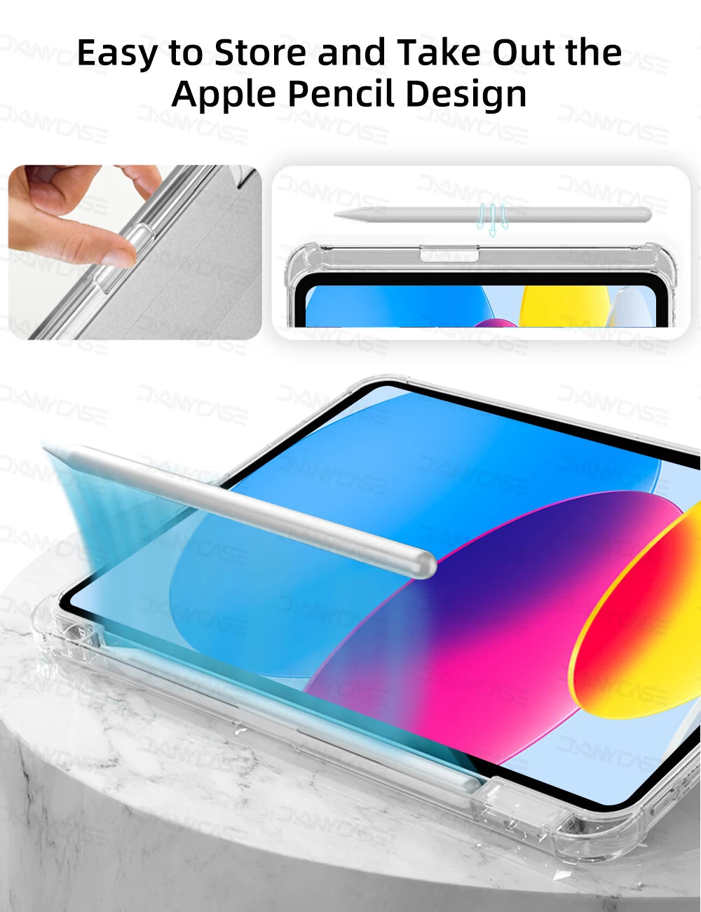Étui pour iPad avec porte-crayon pour iPad Air 6/5, iPad Pro 11/12.9/13, iPad 10e génération, 10.2, 9.7 et iPad Mini 7/6 – Étui intelligent de protection