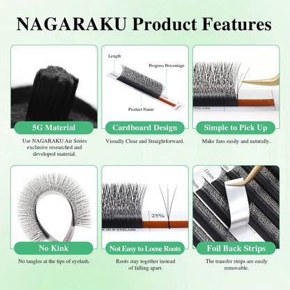 NAGARAKU V Shape Premade Eyelash Extensions – 2D/3D/4D/5D W Volume Fans for Natural Soft Fluffy Volume Lash Look