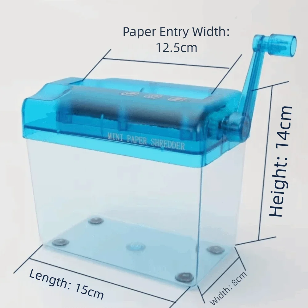 Mini Manual Paper Shredder – ABS Hand-Crank Document Shredder with Transparent Design, Eco-Friendly Portable Cutting Tool for Home & Office
