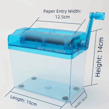 Mini Manual Paper Shredder – ABS Hand-Crank Document Shredder with Transparent Design, Eco-Friendly Portable Cutting Tool for Home & Office