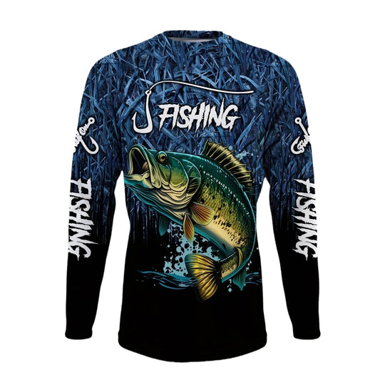 Men's Long Sleeve Fishing Shirt – Casual Crew Neck Outdoor Performance T-Shirt for Fishing, Hiking & Everyday Wear