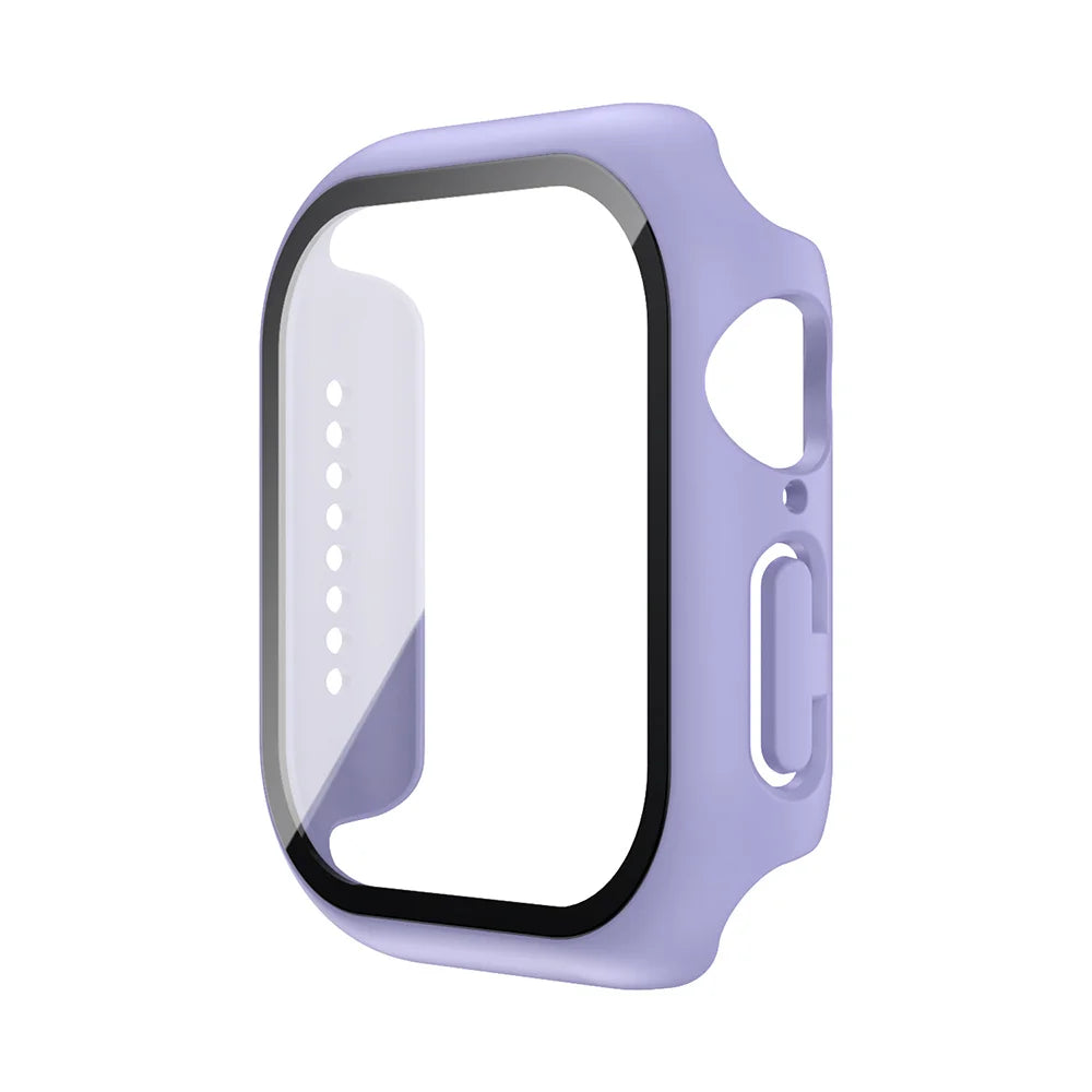 Funda con protector de pantalla de cristal templado para Apple Watch Series 10, 9, 8, 7, 6, SE y 5 (38 mm-46 mm) – Cubierta protectora completa 2 en 1