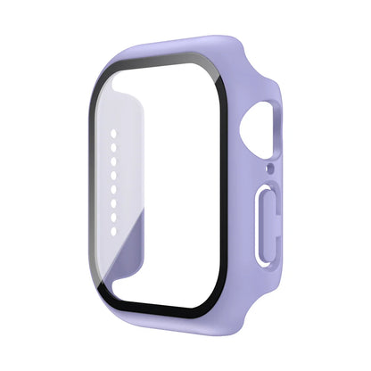 Funda con protector de pantalla de cristal templado para Apple Watch Series 10, 9, 8, 7, 6, SE y 5 (38 mm-46 mm) – Cubierta protectora completa 2 en 1