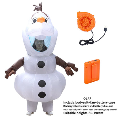 Adult Inflatable Snowman Costume Cartoon Snow Baby Cosplay Outfit for Halloween, Christmas, Holiday Dress-Up Parties and Festive Events