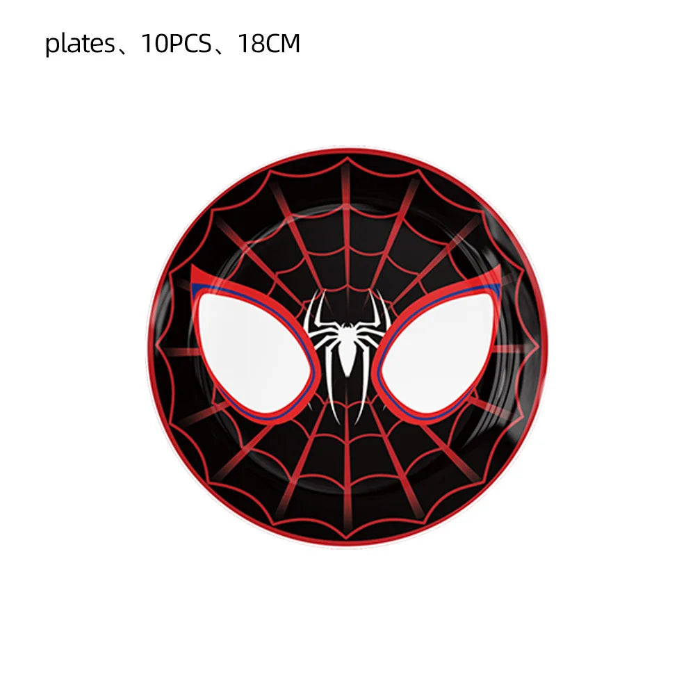 Spider Hero Birthday Party Supplies Set – Kids' Party Tableware Kit with Plates, Cups, Tablecloth, Backdrop, Balloons & Decorations